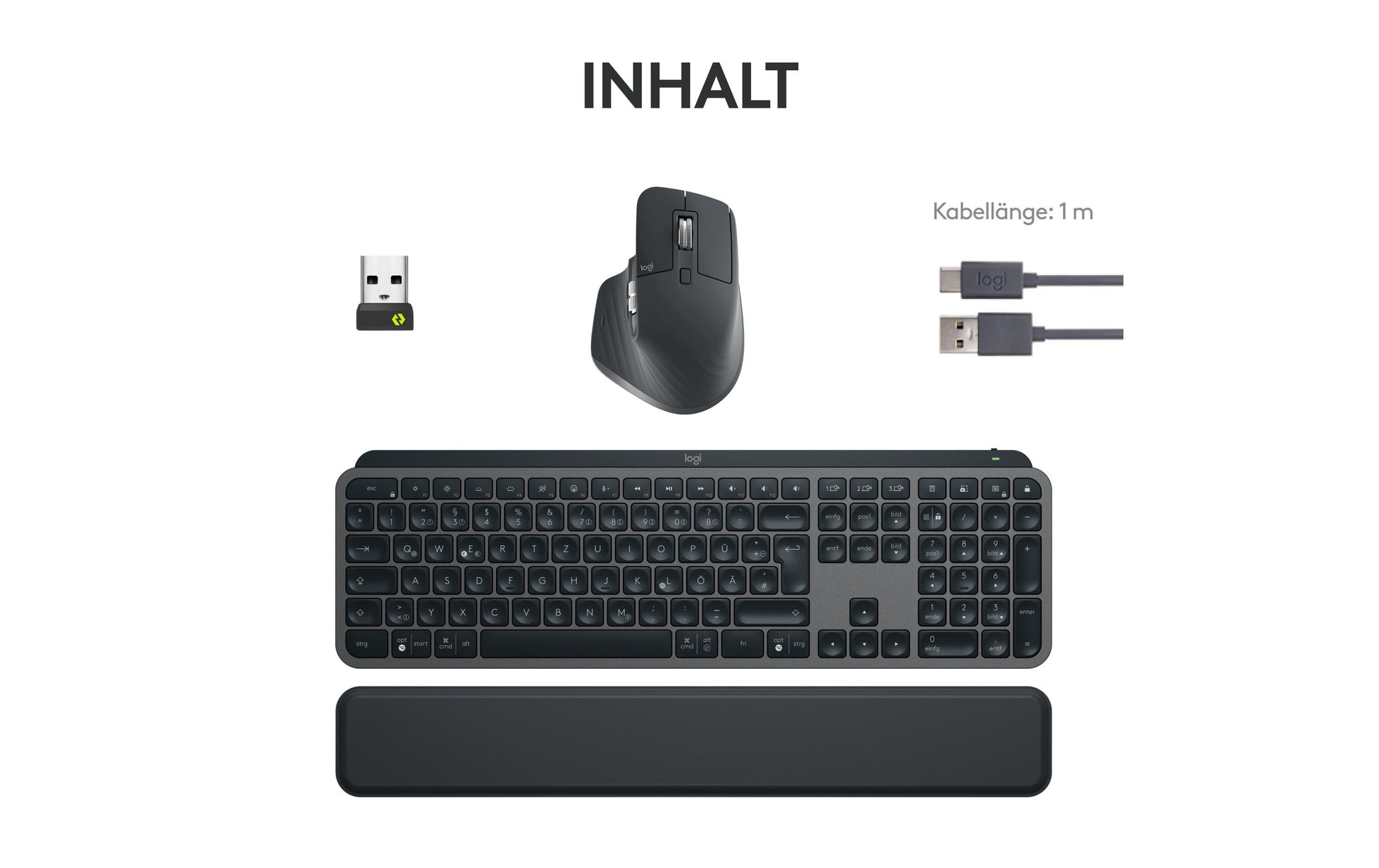 Logitech MX Keys S Combo – Tastatur- und Maus-Set – Bluetooth & 2,4 GHz – Scherenmechanik – Beleuchtet – QWERTZ (DE)