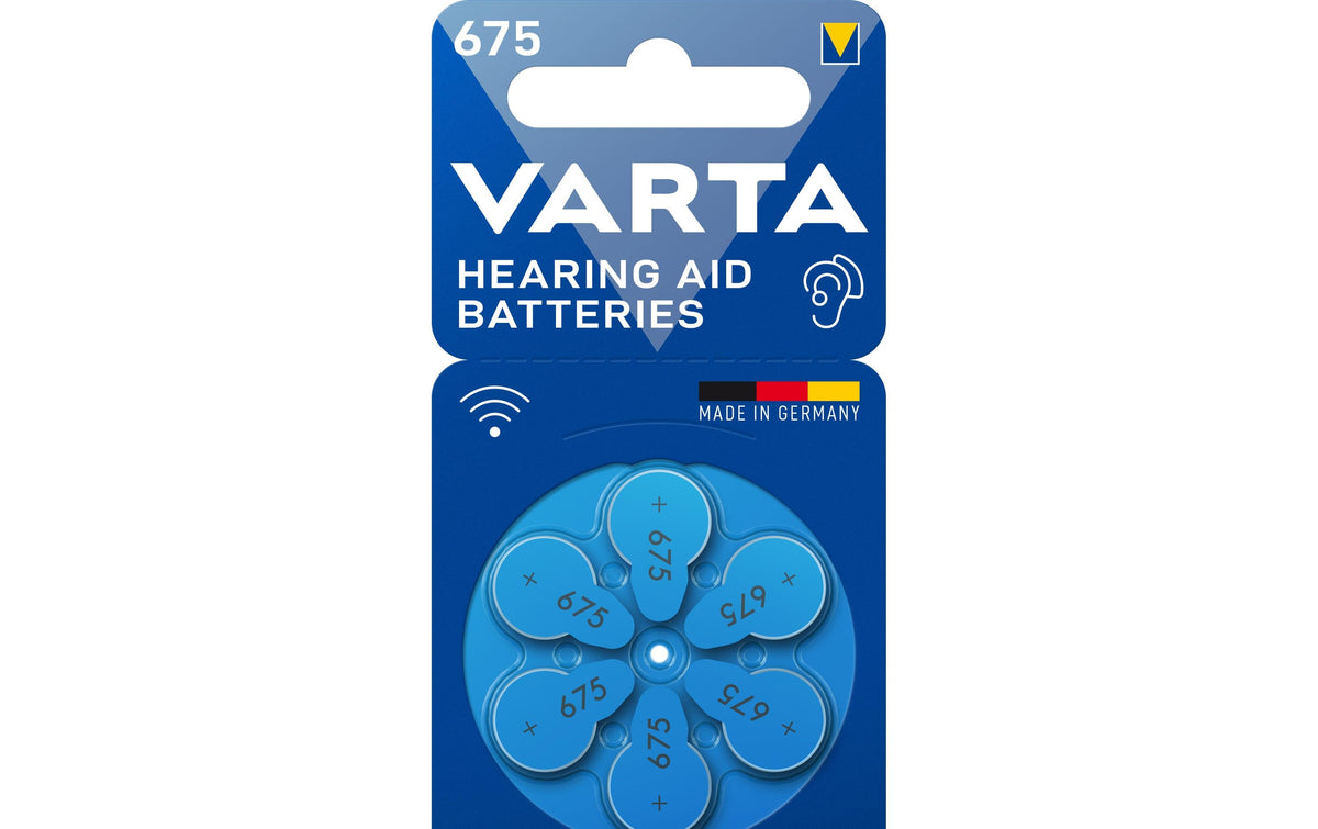 Varta Hörgerätebatterien 675 (PR44), Zink-Luft, 1,45 V – 6 Stk.