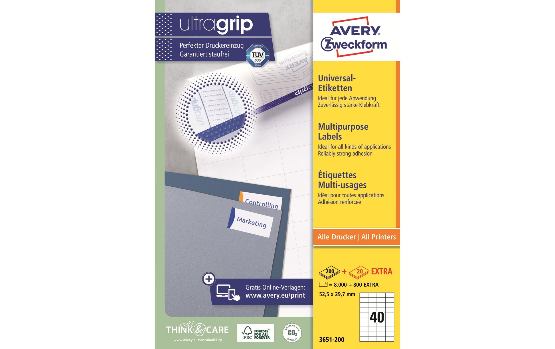 Avery Schuletiketten – 52,5×29,7 mm, Papier, permanent haftend