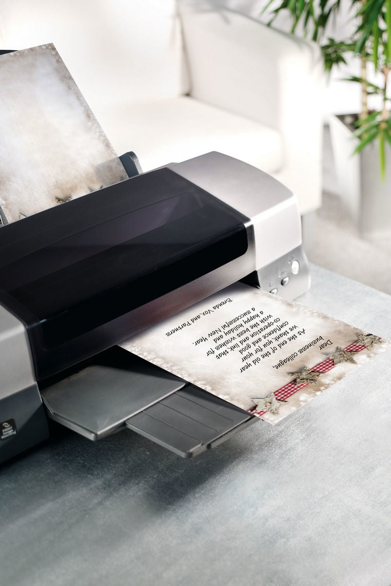 Sigel Motivpapier – A4, 90 g/m², mehrfarbig, Motiv: Winter Chalet – für Inkjet/Laser/Kopierer – FSC – 25 Blatt