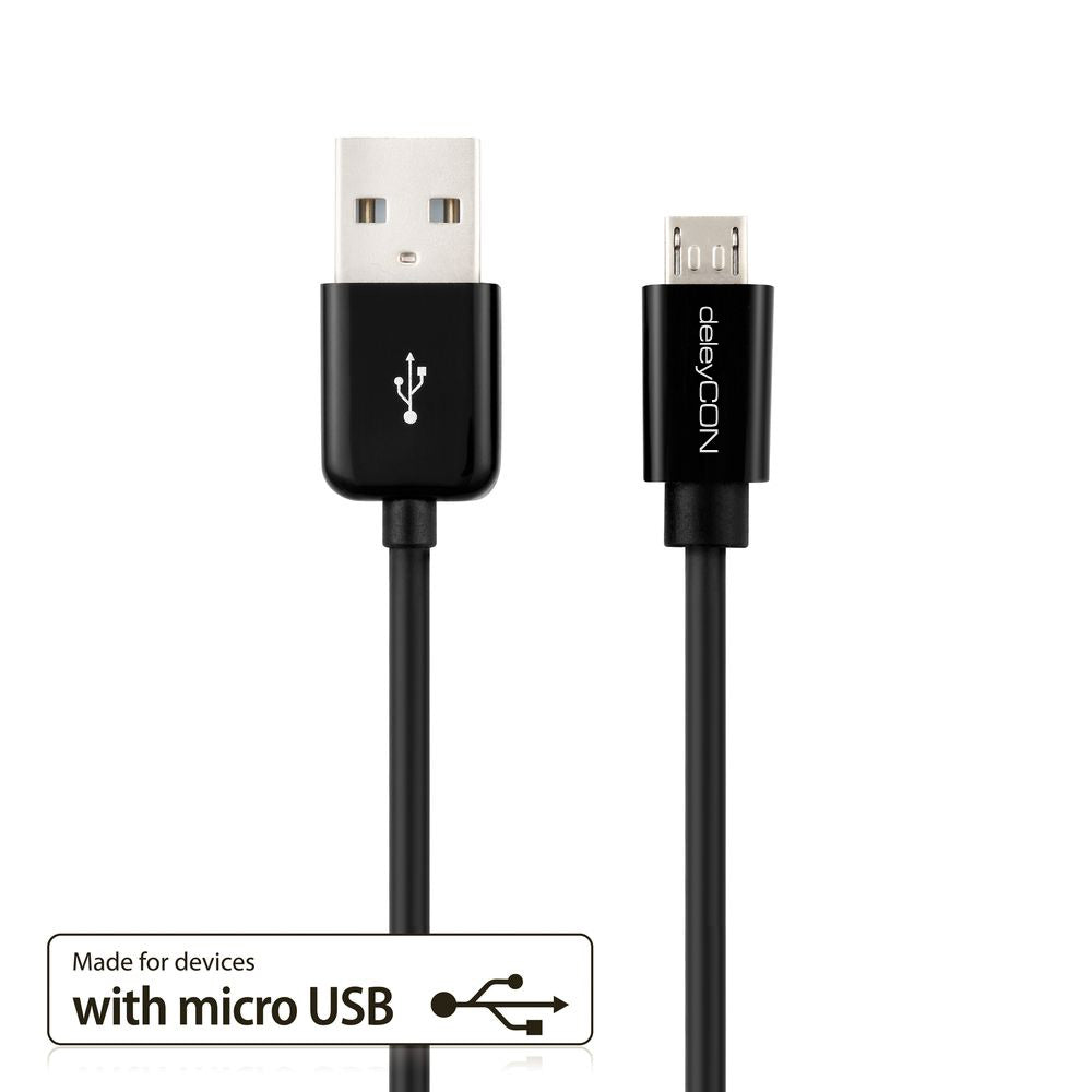 deleyCON USB-A auf Micro-USB-B Kabel – USB 2.0 (480 Mbit/s) – 0,15 m – für Android-Smartphones und mehr