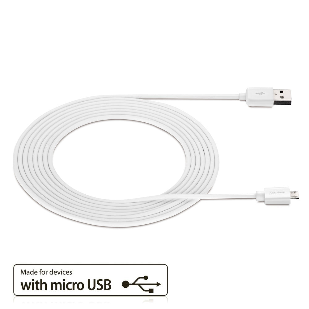 deleyCON USB-A auf Micro-USB B Kabel – USB 2.0 (480 Mbit/s) – 0,15 m – Weiss – für Galaxy S5