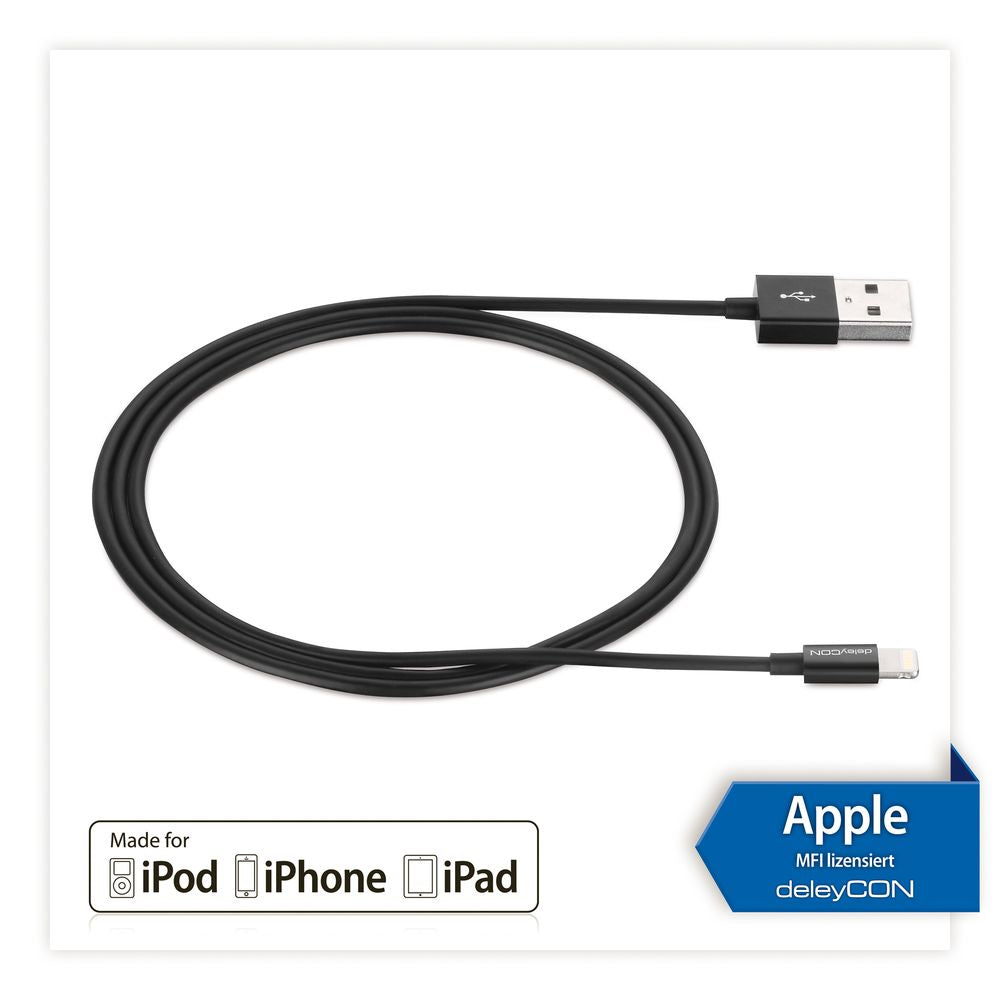 DeleyCON Daten- & Ladekabel – USB-A auf Lightning 0,5 m, MFi zertifiziert – für iPhone/iPad