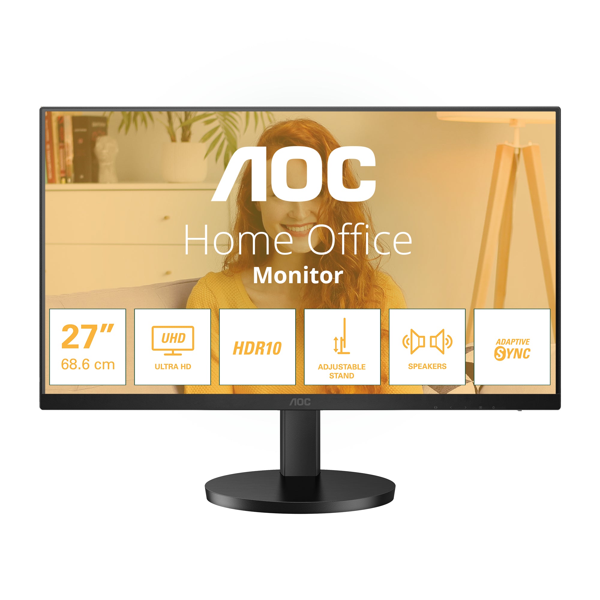 AOC U27B3AF – Monitor, 27" 3840 × 2160 (UHD 4K), IPS, 60 Hz, 350 cd/m², VESA 100 × 100, Schwarz