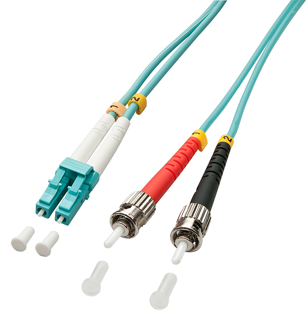 Lindy LWL-Patchkabel – LC-ST, OM3 Multi-Mode, 15 m, Vollduplex, Türkis