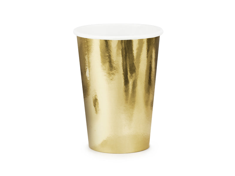 PartyDeco Papier-Trinkbecher – 2,2 dl, Gold – 6 Stk.