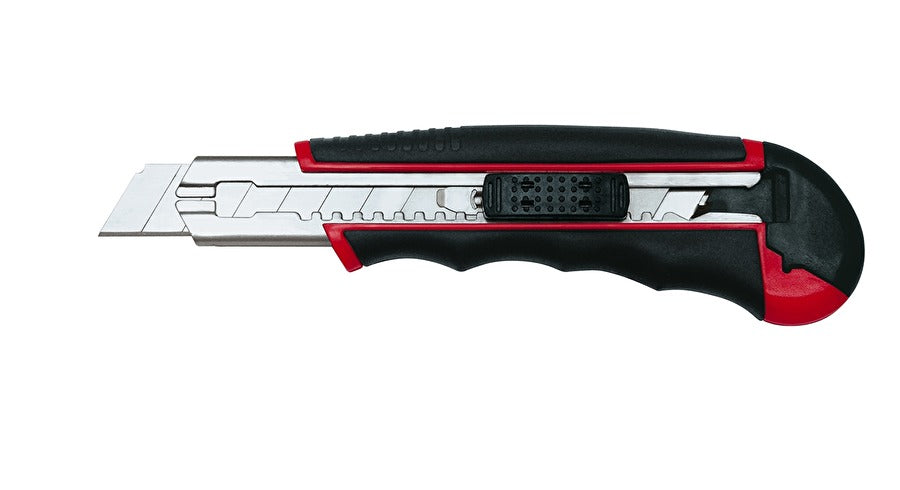Wedo Profi-Cutter Auto-Load – 18 mm Abbrechmesser, ABS-Kunststoff, einziehbar, inkl. 6 Klingen, schwarz/rot