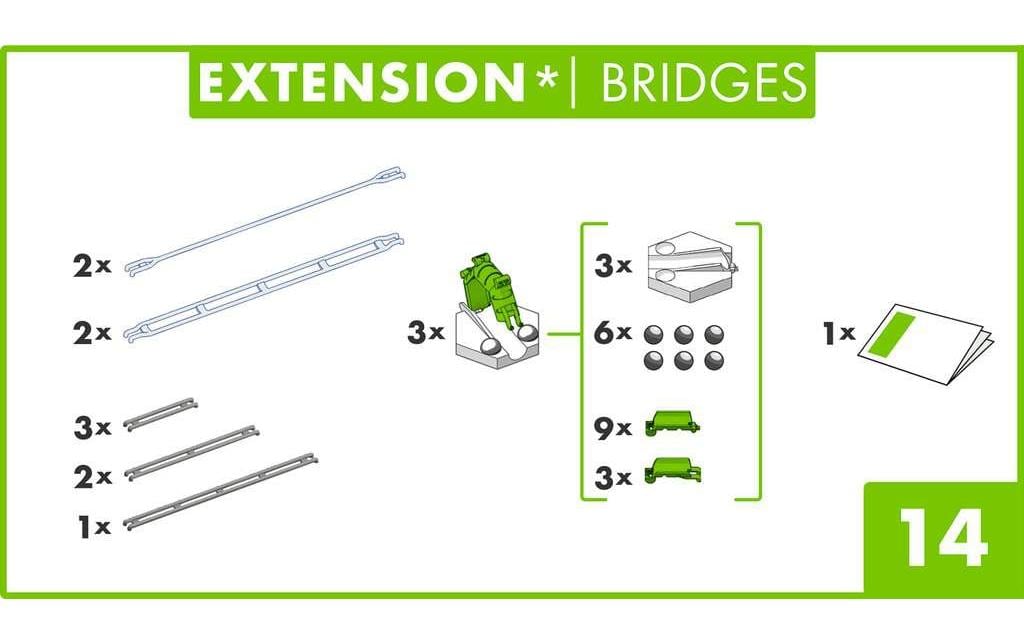 Ravensburger Erweiterung Bridges – für GraviTrax – 14-teilig – ab 8 J. – Kunststoff, mehrfarbig