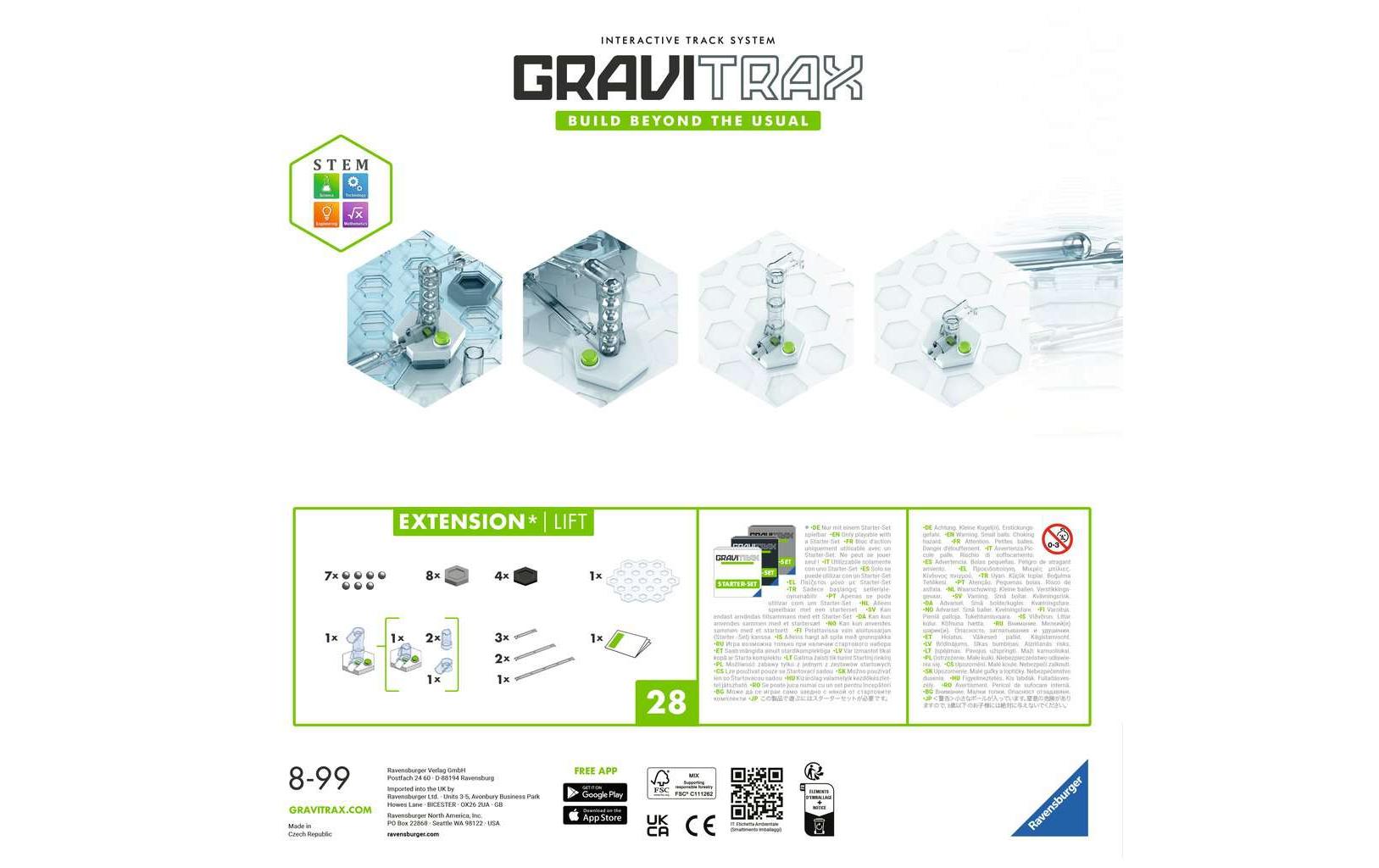 Ravensburger GraviTrax Extension Lift – Kugelbahn-Erweiterung – 28-teilig – ab 8 Jahren – Kunststoff – Mehrfarbig
