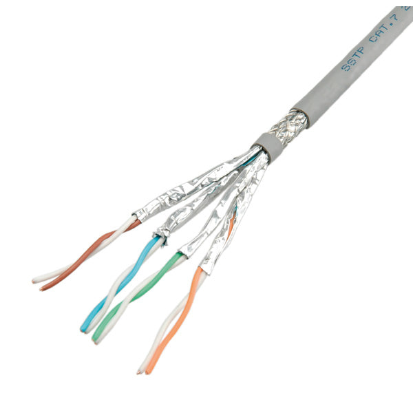 ROLINE Installationskabel – Cat7 (Klasse F), S/FTP (PiMF), 100 m, AWG23 Massivdraht, Grau, PVC-Mantel