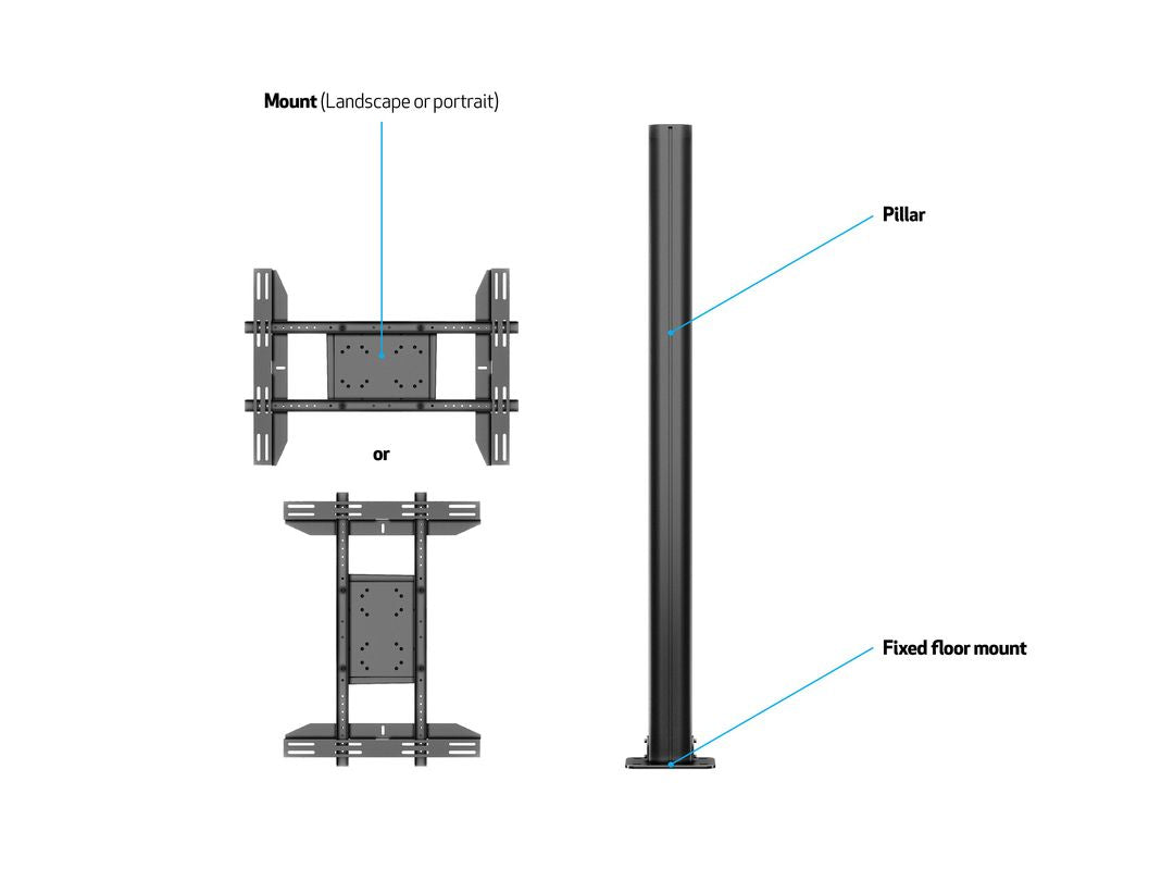 Multibrackets W 180 S – Displayständer, höhenverstellbar, für 24–63″, VESA 200×200–700×400, bis 60 kg