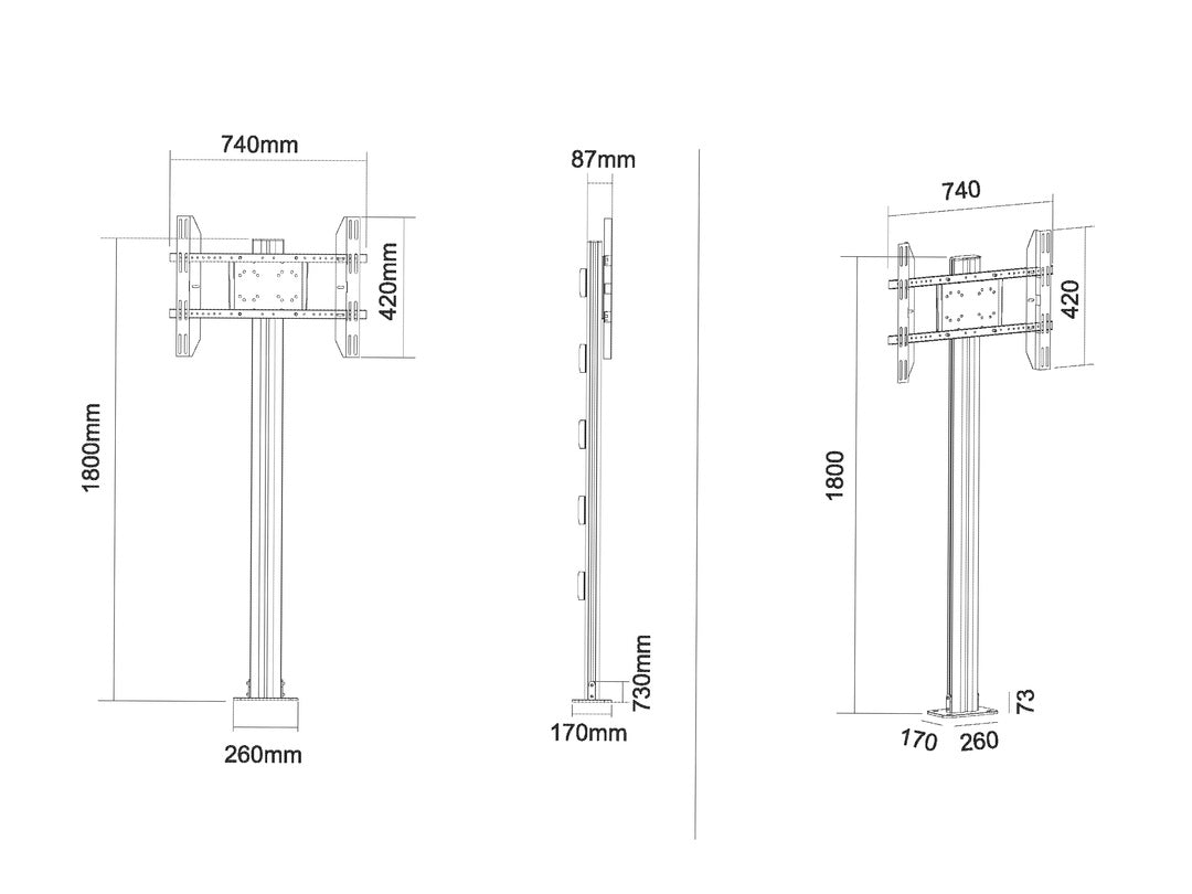 Multibrackets W 180 S – Displayständer, höhenverstellbar, für 24–63″, VESA 200×200–700×400, bis 60 kg