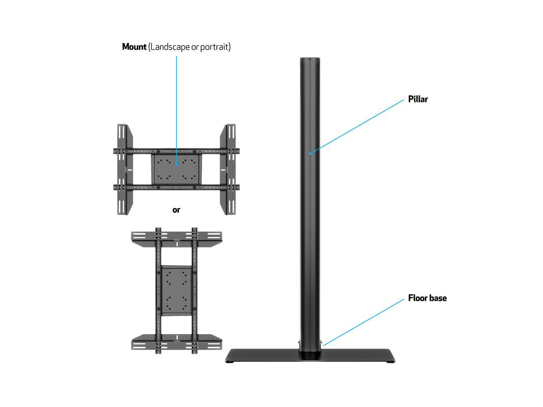 Multibrackets 2425 – Displayständer, fix, höhenverstellbar, bis 63", VESA 700×400, bis 50 kg, schwarz