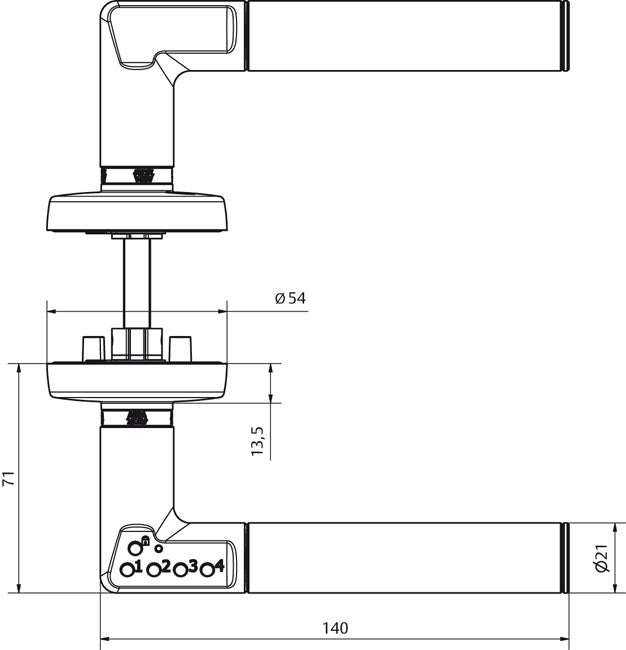 Assa Abloy Code Handle matt B Kombinationsschloss – Edelstahl, Batteriebetrieb, Innen