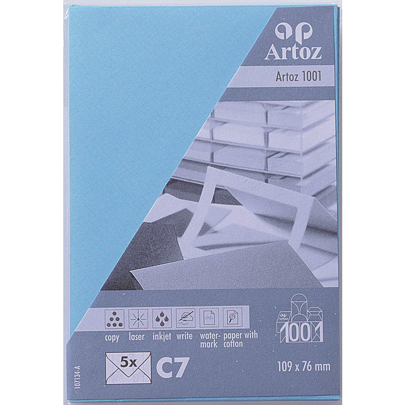Artoz Couvert C7, ohne Fenster, selbstklebend, azur, 100 g/m² – 5 Stk.
