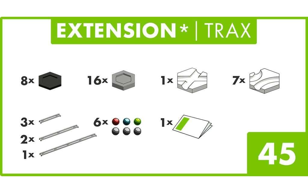 Ravensburger GraviTrax Extension Trax Erweiterung – 45-teilig – ab 8 J. – Kunststoff, mehrfarbig – CE