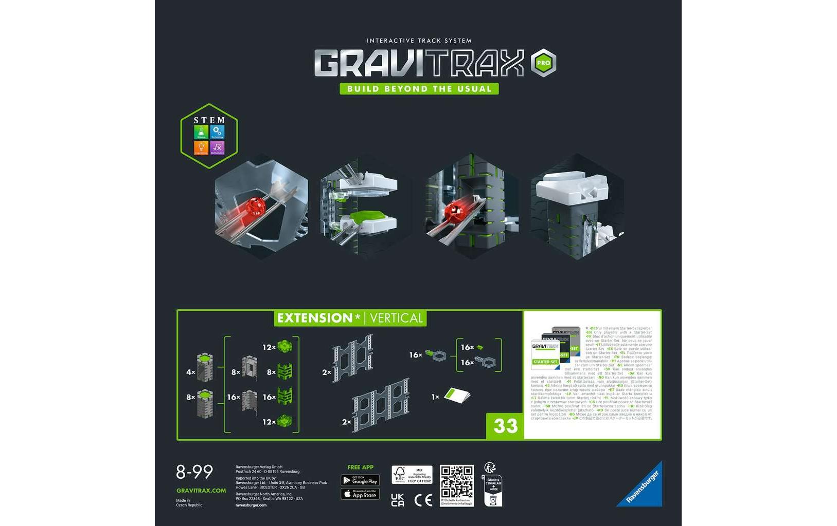 Ravensburger Extension Vertical – Erweiterung für GraviTrax PRO, 33-teilig – ab 8 Jahren
