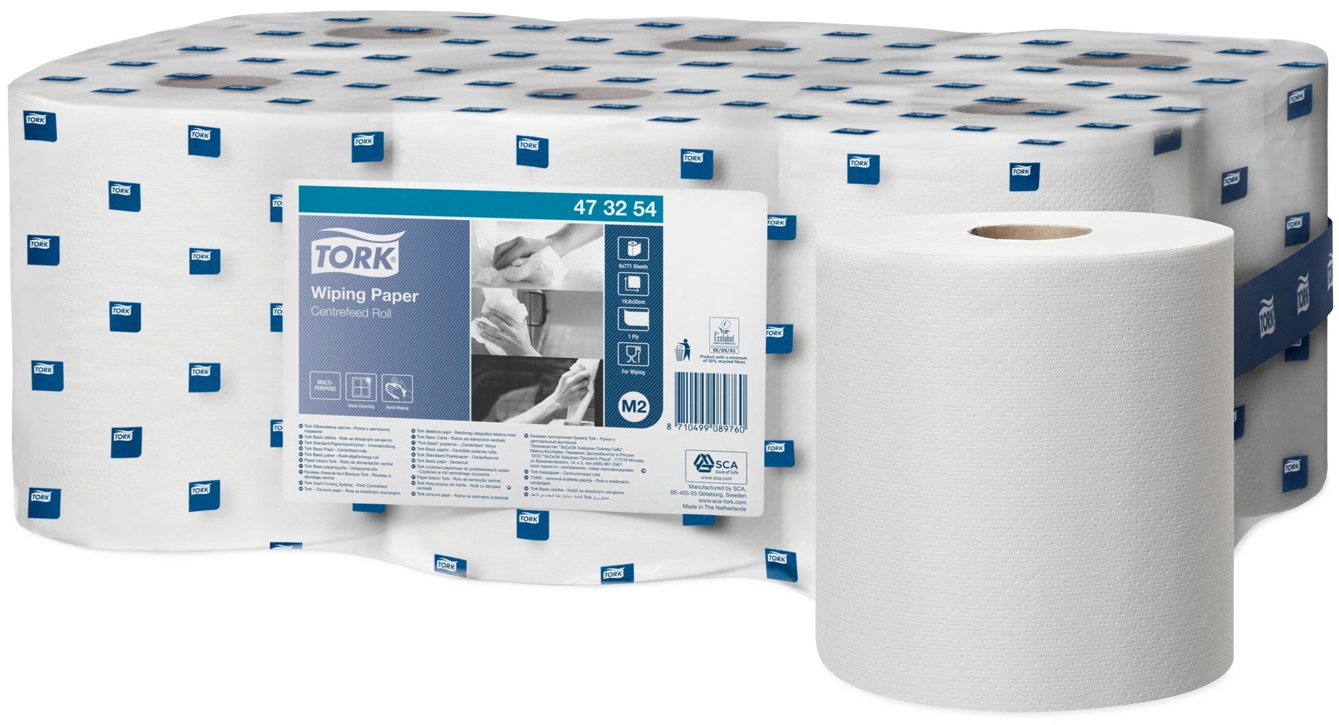 Tork Mehrzweck Putzrolle M2 – 1-lagig – 19,8 × 35 cm – 269,9 m – weiss – 6 Rollen