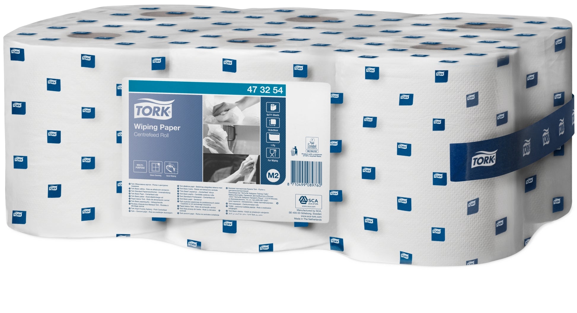 Tork Mehrzweck Putzrolle M2 – 1-lagig – 19,8 × 35 cm – 269,9 m – weiss – 6 Rollen