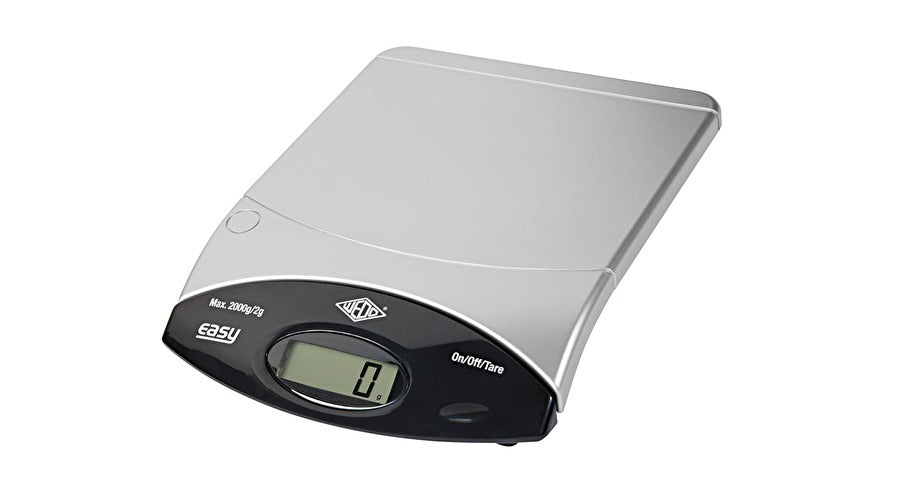 Wedo Easy 2000 – Küchenwaage, bis 2 kg, 2 g Teilung, Tara, Kunststoff, Silber/Schwarz