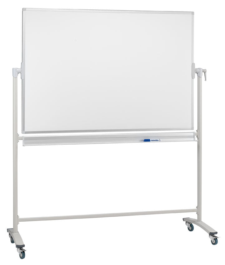 Franken Whiteboard – 200 × 100 cm, Emaille, magnetisch, Aluminiumrahmen, mit Ständer, beidseitig, drehbar
