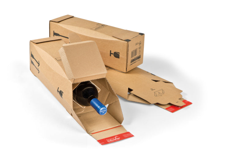 Colompac Flaschenversandkarton, braun – 305 × 74 × 74 mm – 10 Stk.