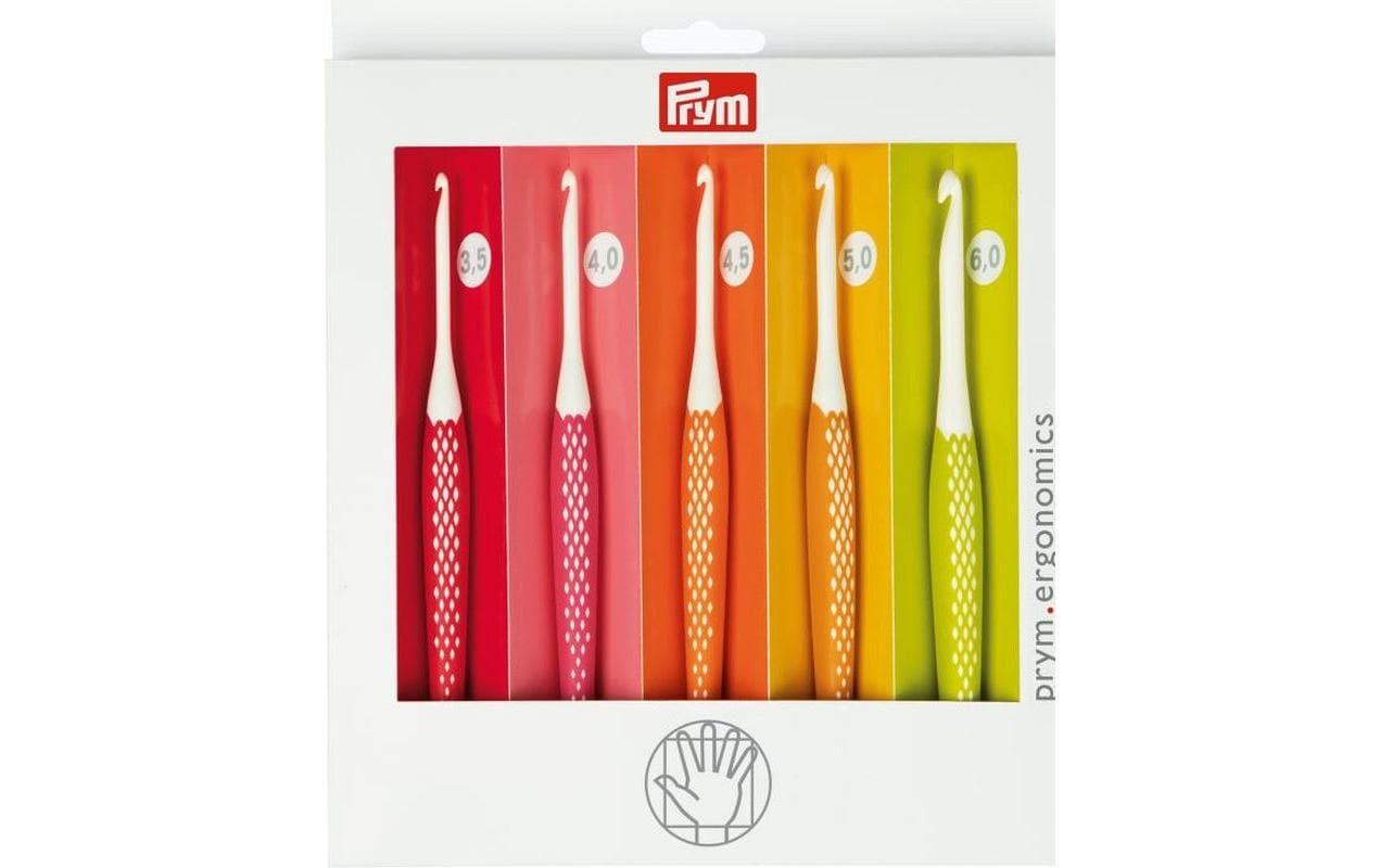 Prym Ergonomics Häkelnadel-Set Mehrfarbig – 3,5–6 mm, 5 Stk., Kunststoff