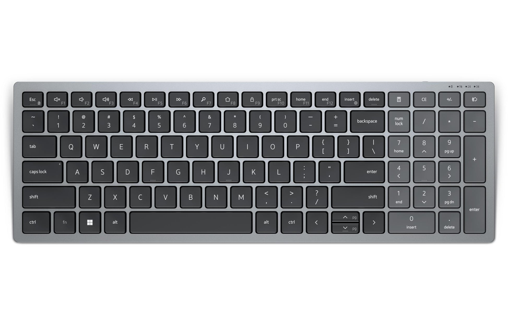 Dell KB740 – Tastatur, kabellos (2,4 GHz), FR-Layout (FR), Fullsize (mit Ziffernblock), Scherenmechanik, Multi-Device