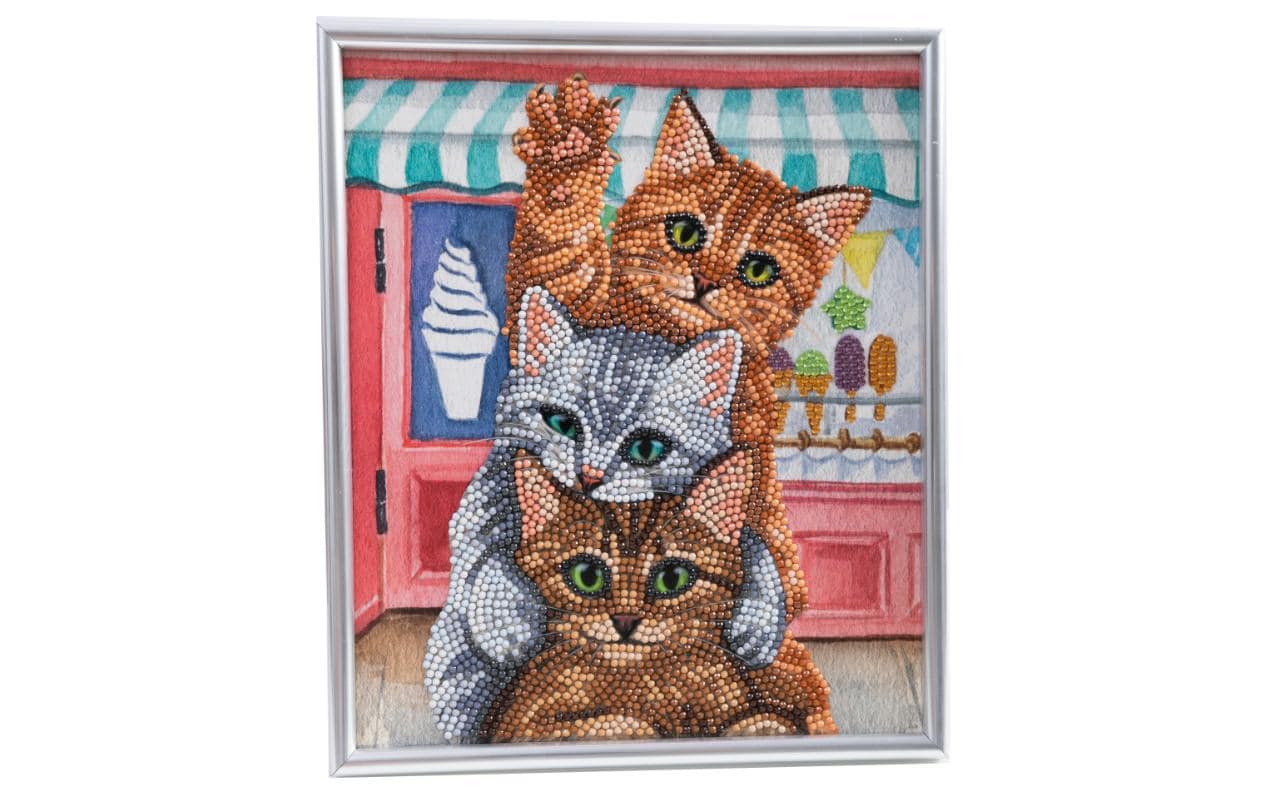 CRAFT Buddy Diamond Painting Set – Kätzchen, mit Rahmen – 18 × 26 cm – 7-teilig – ab 8 Jahren