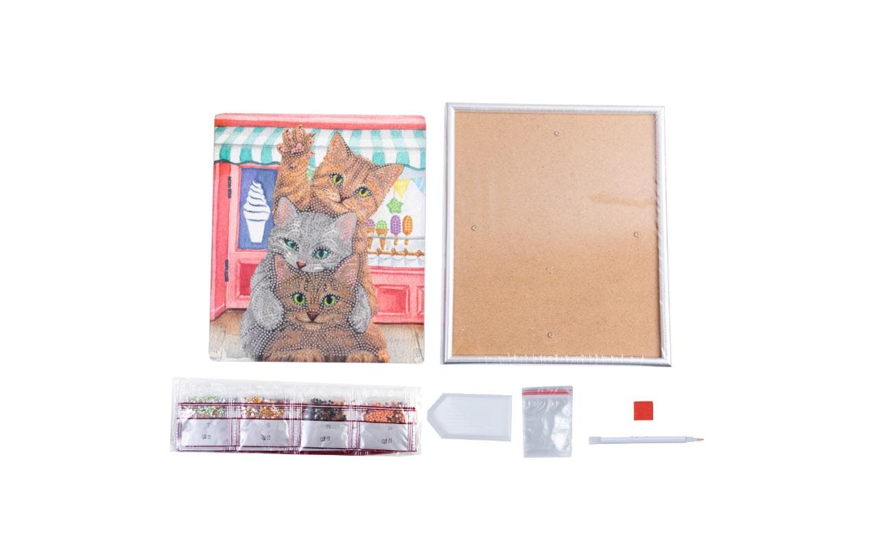 CRAFT Buddy Diamond Painting Set – Kätzchen, mit Rahmen – 18 × 26 cm – 7-teilig – ab 8 Jahren
