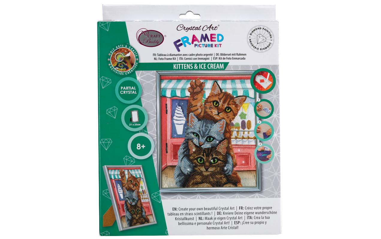 CRAFT Buddy Diamond Painting Set – Kätzchen, mit Rahmen – 18 × 26 cm – 7-teilig – ab 8 Jahren