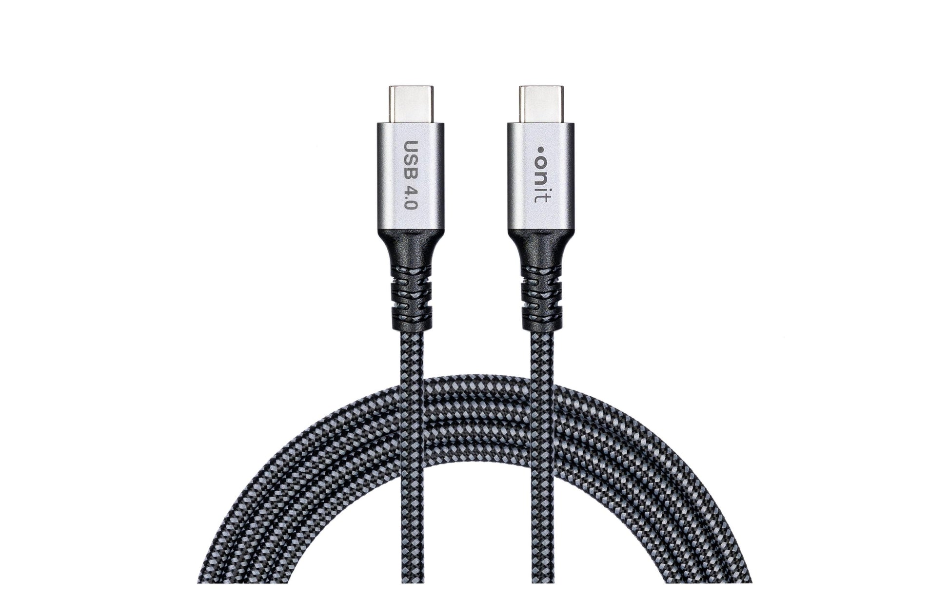 ONIT USB-C auf USB-C Kabel – USB4 40 Gbit/s – 1 m – PD 240 W – Textilmantel – Schwarz/Grau