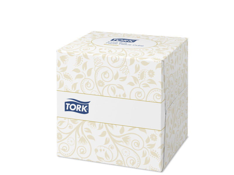 Tork Premium Extra Soft Kosmetiktücher Würfelbox – 2-lagig, weiss, 209 × 200 mm – 30 Boxen à 100 Tücher
