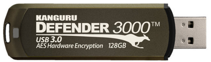 iStorage Kanguru Defender 3000 USB-Stick 64 GB – USB-A 3.2 Gen 1, 300/170 MB/s, AES-256, FIPS 140-2 Level 3