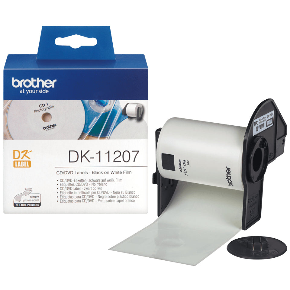 Brother CD/DVD-Etiketten, Ø 58 mm, weiss, Kunststoff, permanent, 100 Etiketten
