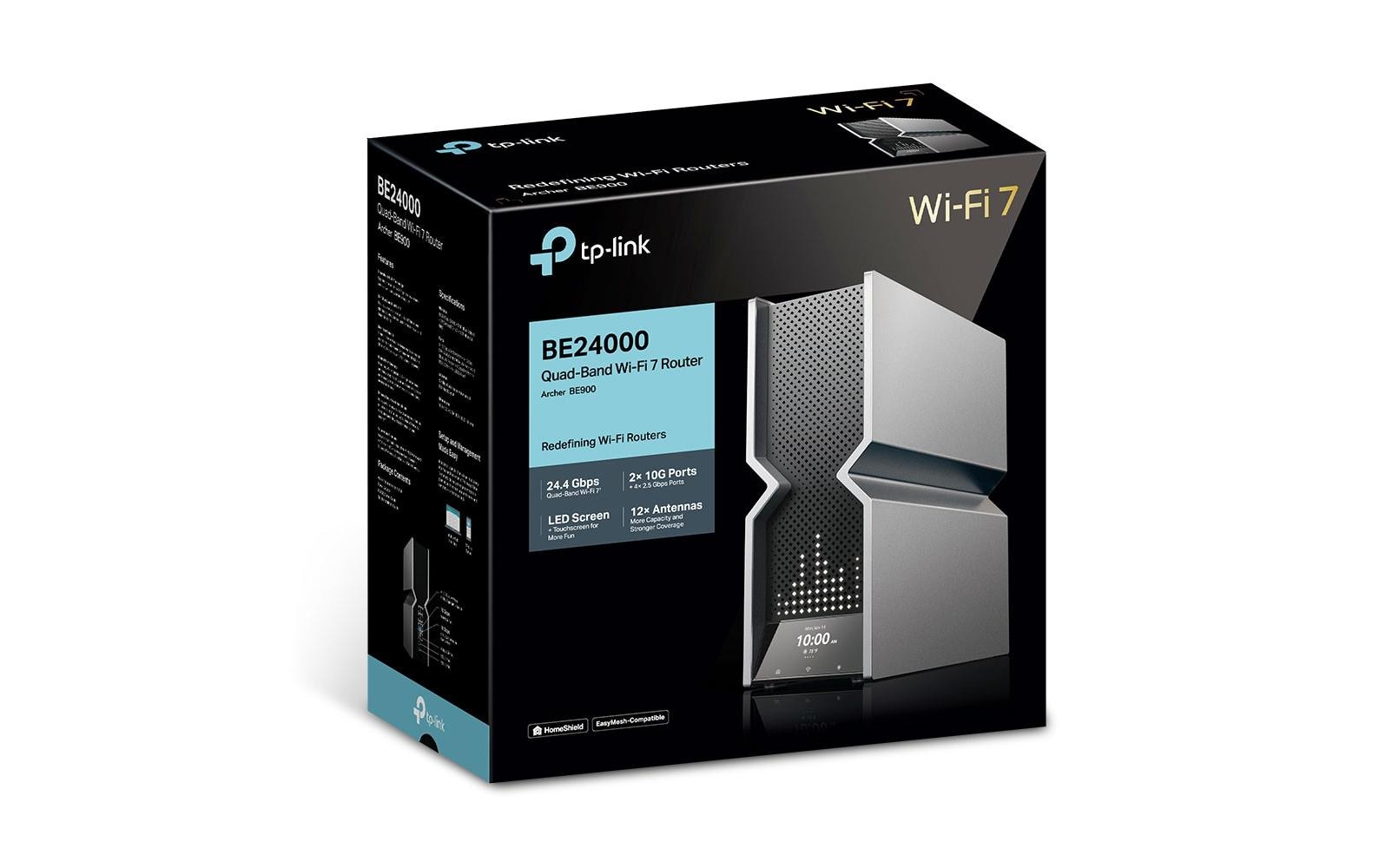 TP-Link Archer BE900 – WLAN-Router – Wi-Fi 7 Quad-Band (2,4/5/5/6 GHz), 24,0 Gbit/s, 10GbE