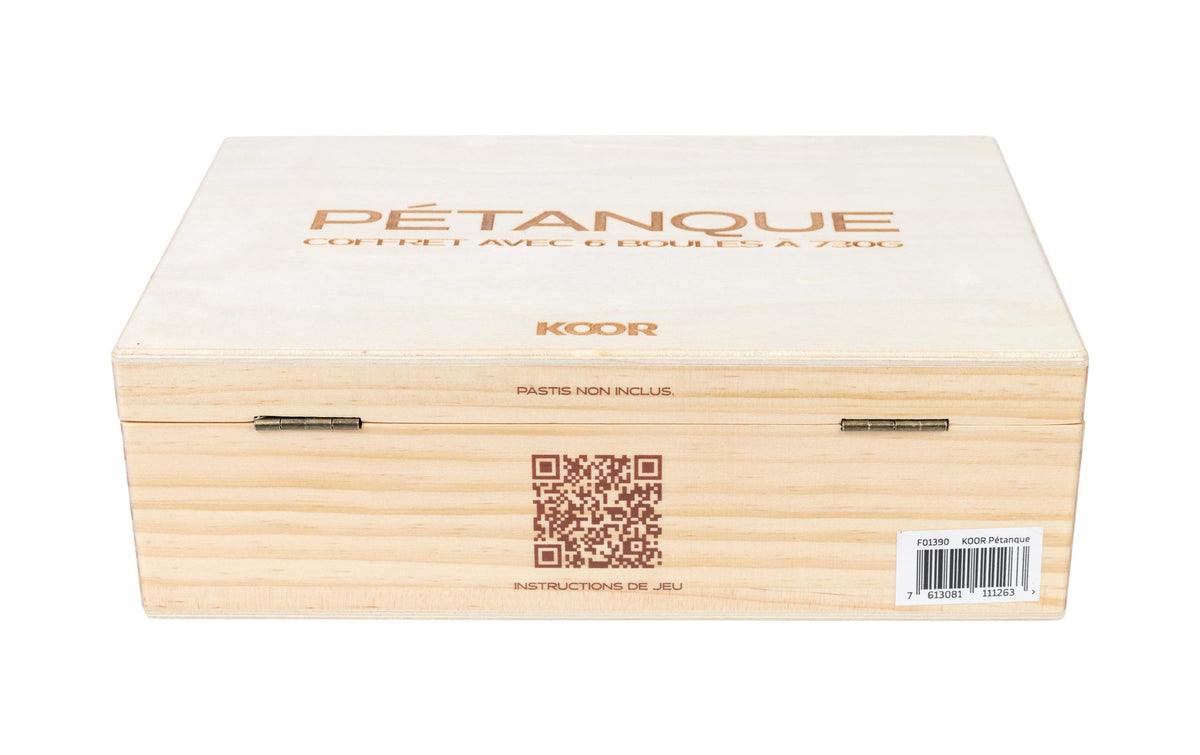 KOOR Pétanque-Set Deluxe Holzkoffer – Ø 7,3 cm – 6 Stück – ab 6 J. – FSC