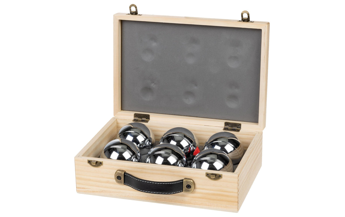 KOOR Pétanque-Set Deluxe Holzkoffer – Ø 7,3 cm – 6 Stück – ab 6 J. – FSC