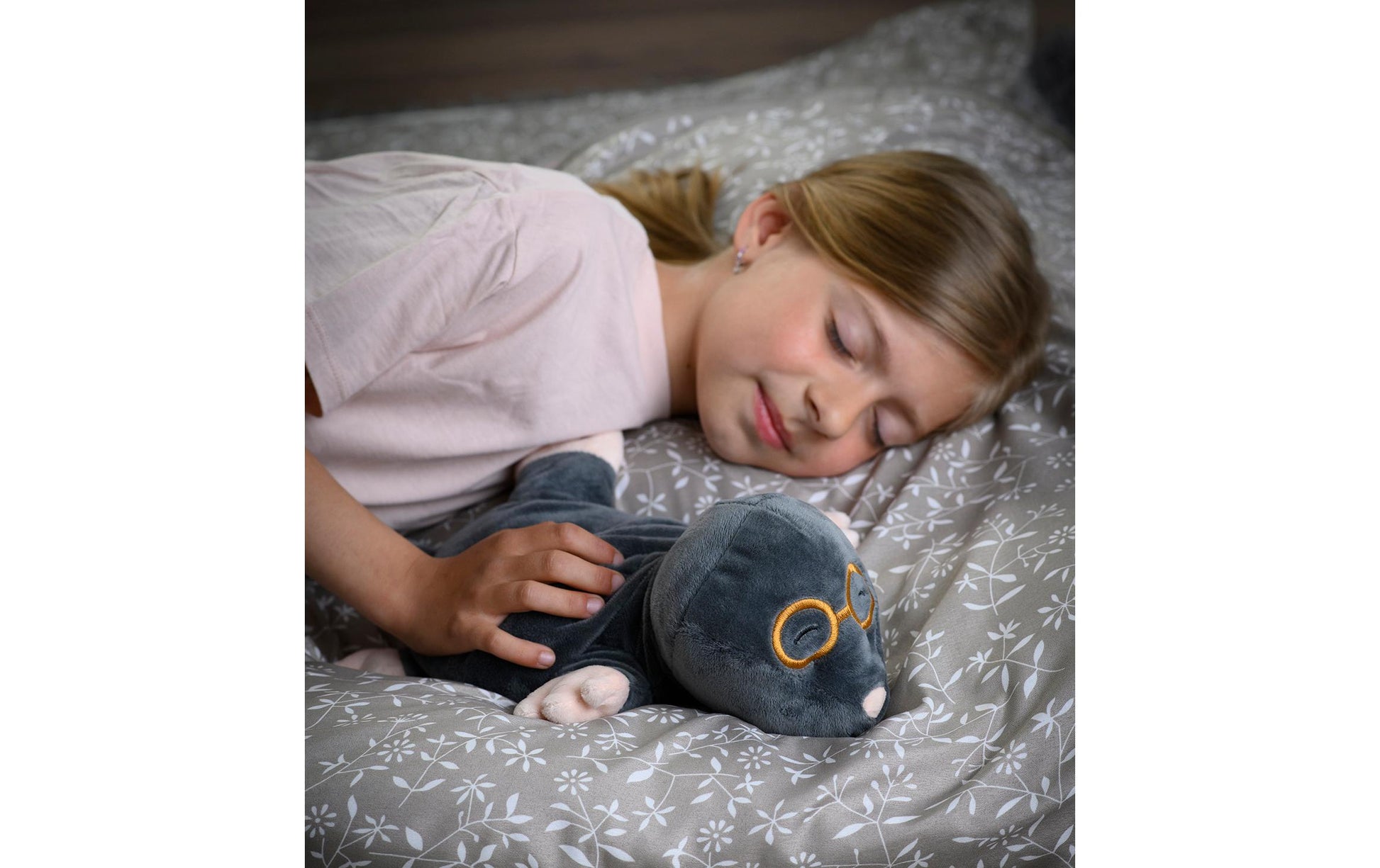 Warmies Schlafender Maulwurf Mikrowellenbeheiztes Spielzeug – 350 mm, 720 g, grau/beige