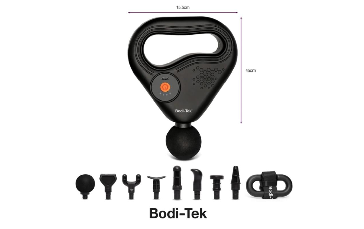 Bodi-Tek Massagepistole – Schwarz, Perkussionsmassage, Akkubetrieb, 4 Programme