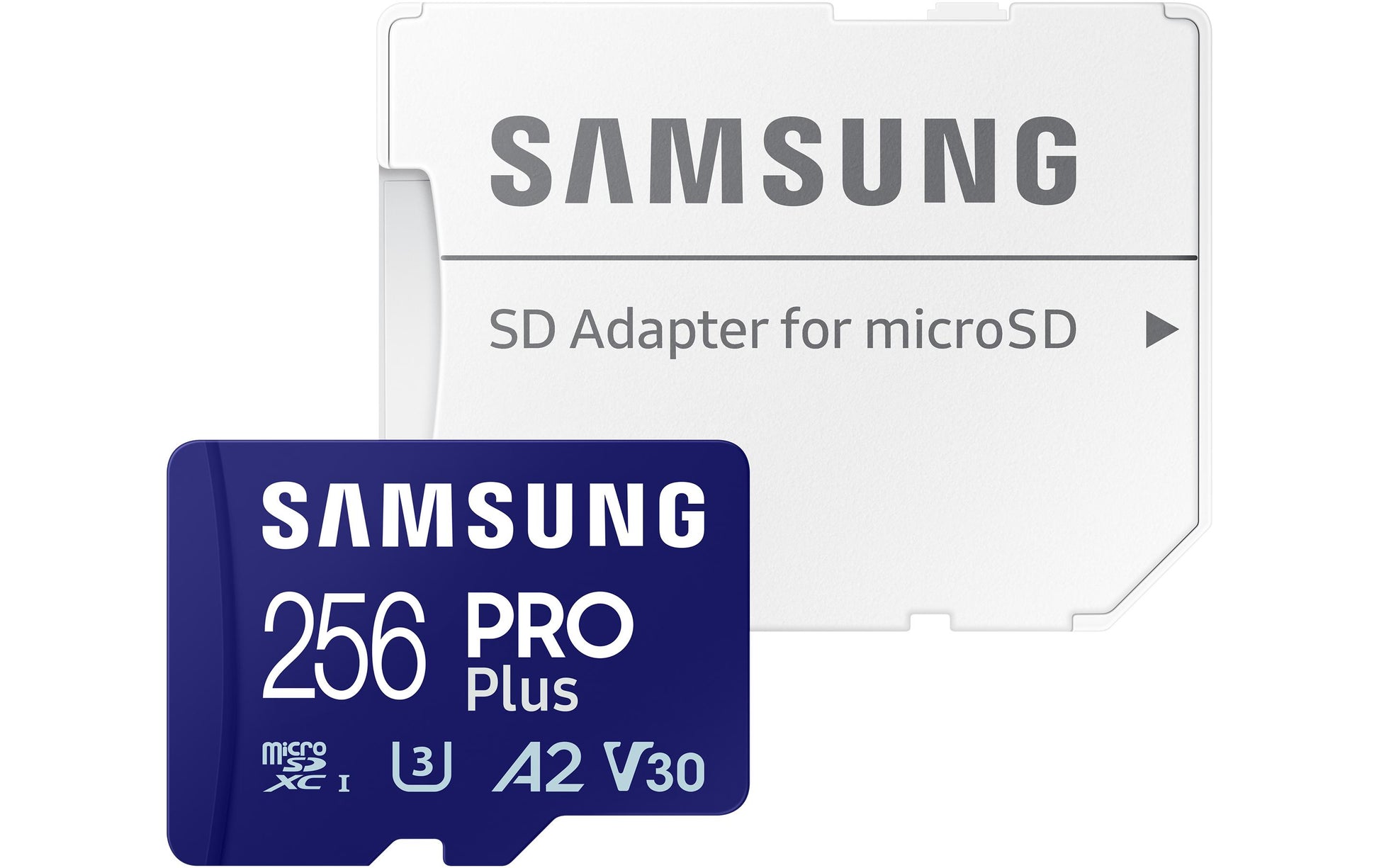 Samsung PRO Plus MB-MD256SA/EU microSDXC 256 GB – UHS-I, U3, V30, A2, 180/130 MB/s, inkl. SD-Adapter