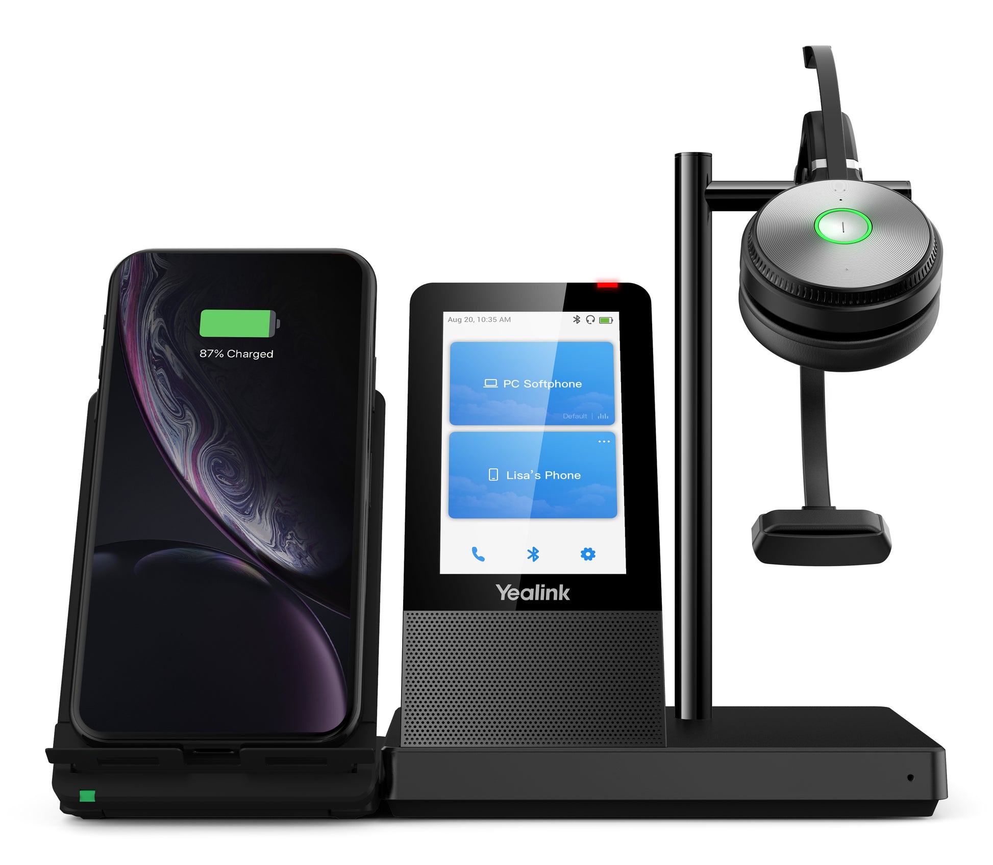 Yealink WH66 – Mono Headset – DECT, Basisstation, USB‑A, 160 m Reichweite – Schwarz – bis 13 h