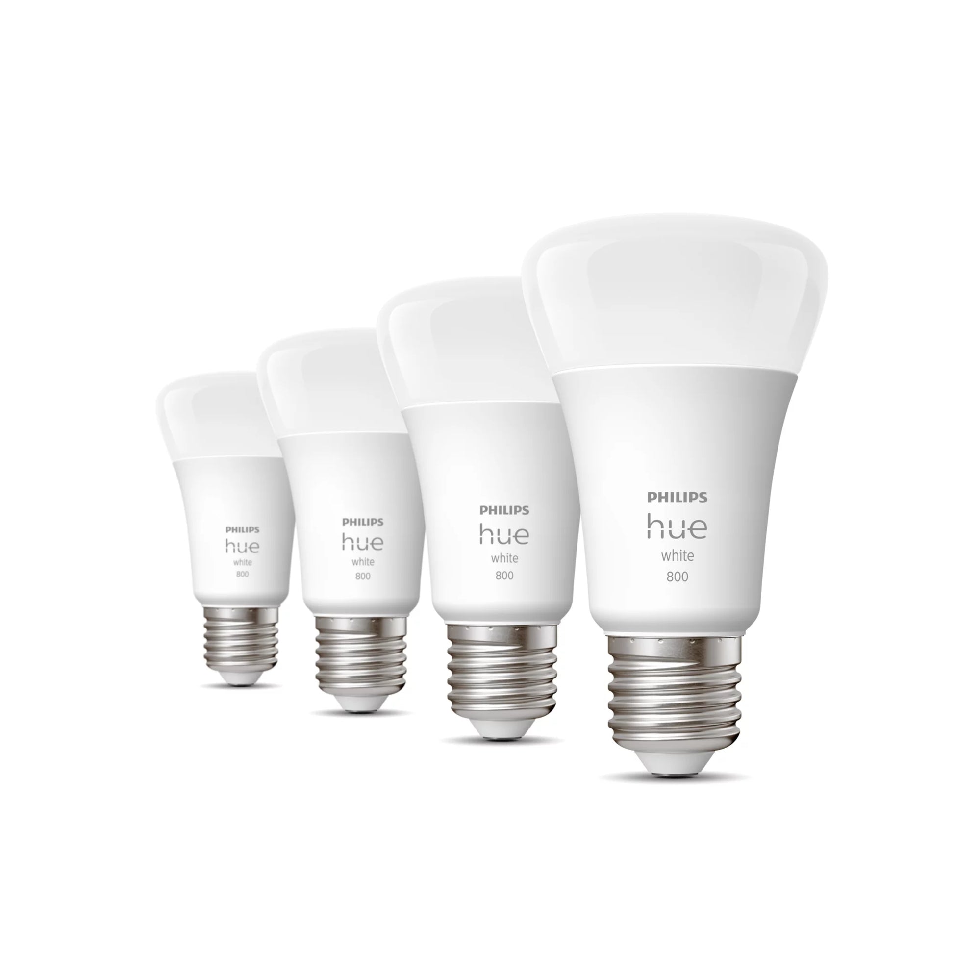 Philips by Signify Philips Hue Smart-Leuchtmittel E27 Weiss – 806 lm, 2700 K, App-Steuerung, dimmbar – 4er-Pack