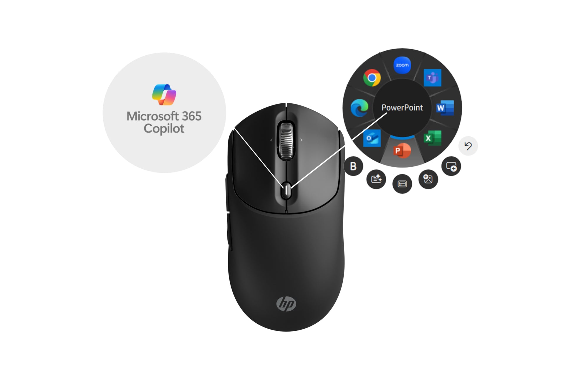 HP 700 – Maus – Kabellos (Bluetooth/2,4 GHz), 6000 DPI, beidhändig, Schwarz