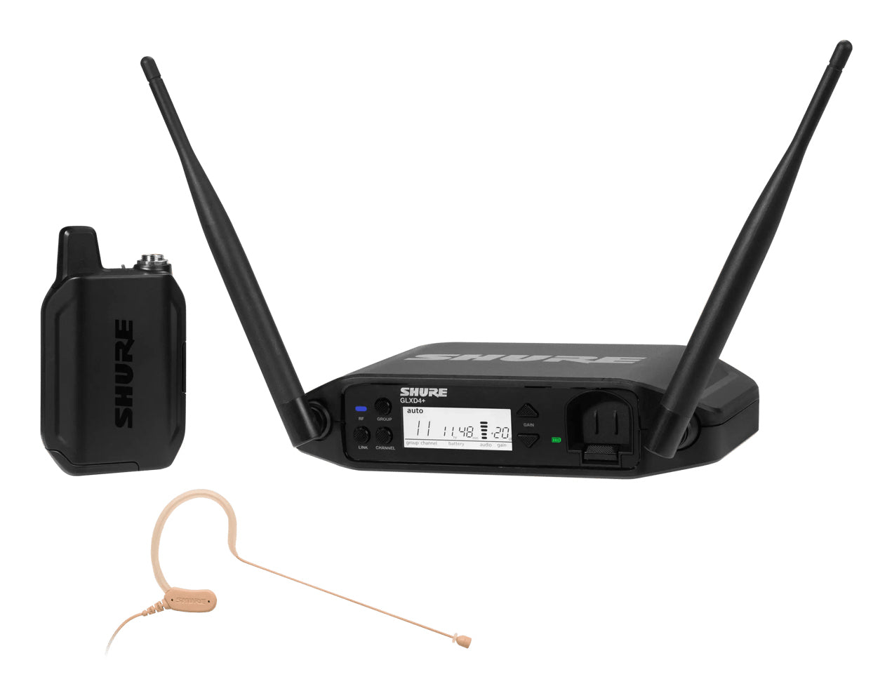 Shure GLXD14R+E/MX53-Z4 Headsetmikrofon – Mini-XLR, 6,3 mm Klinke, Kabellos, 50–20'000 Hz