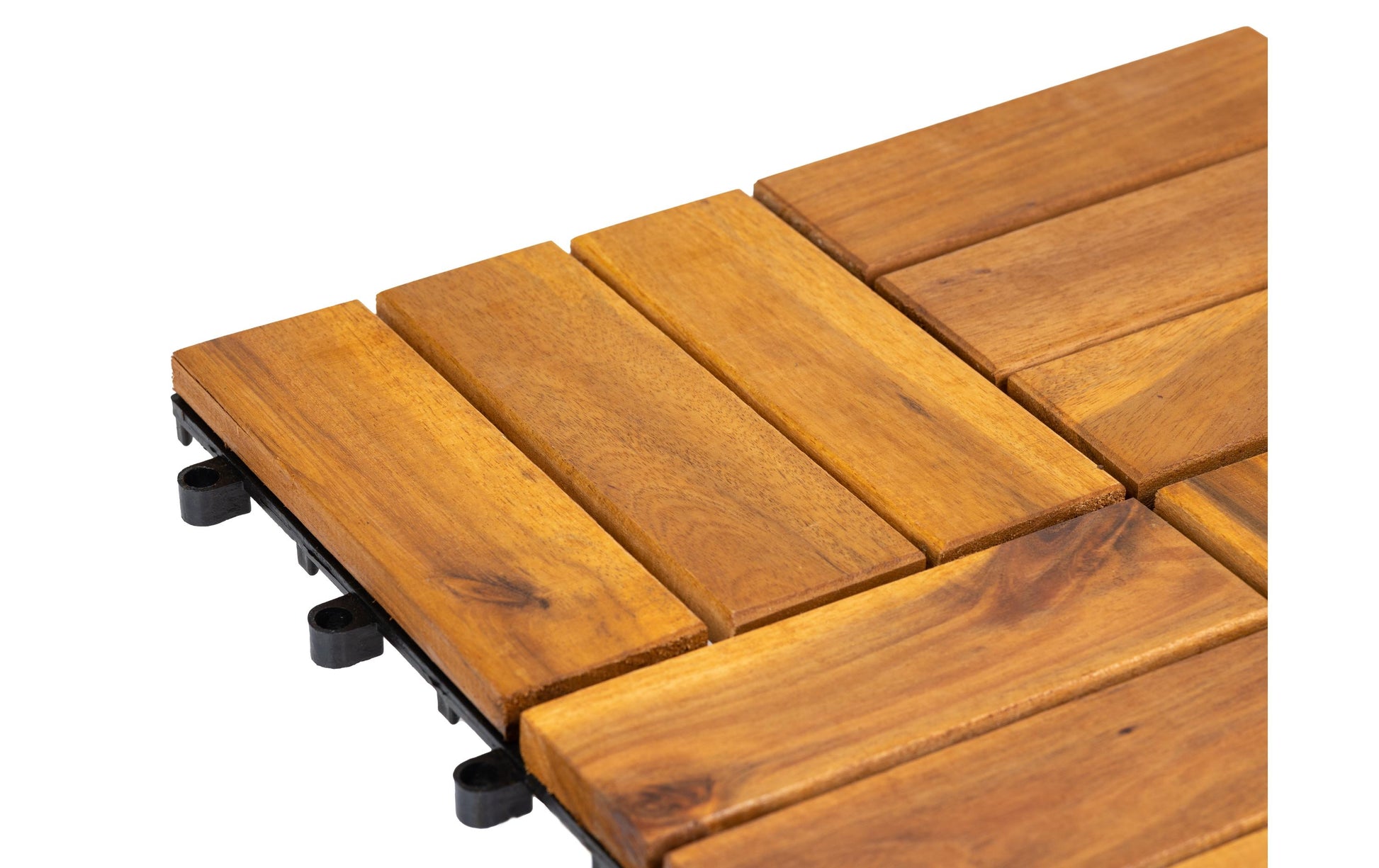 Cocon Bodenplatte 12 Latten – 30 × 30 × 2,8 cm, Akazie, Goldbraun, Klickverbindung, 4 Pack à 6 Stk.