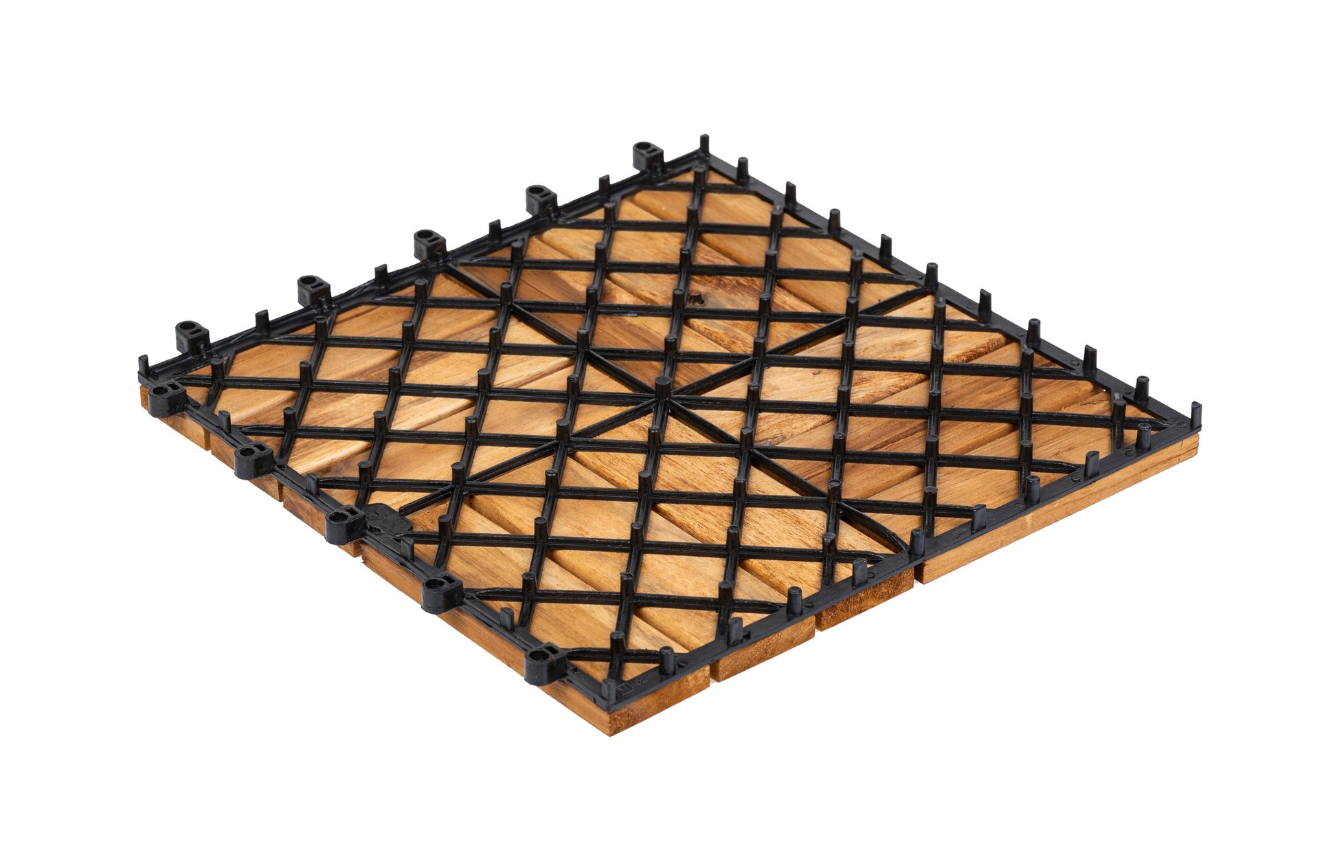 Cocon Bodenplatte 12 Latten – 30 × 30 × 2,8 cm, Akazie, Goldbraun, Klickverbindung, 4 Pack à 6 Stk.