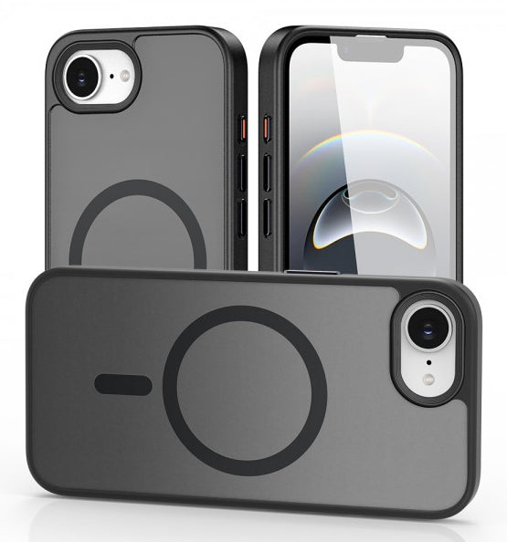 nevox StyleShell Invisio MS Backcover – für Apple iPhone 16e, MagSafe, PU+TPU, schwarz, schmutzabweisend