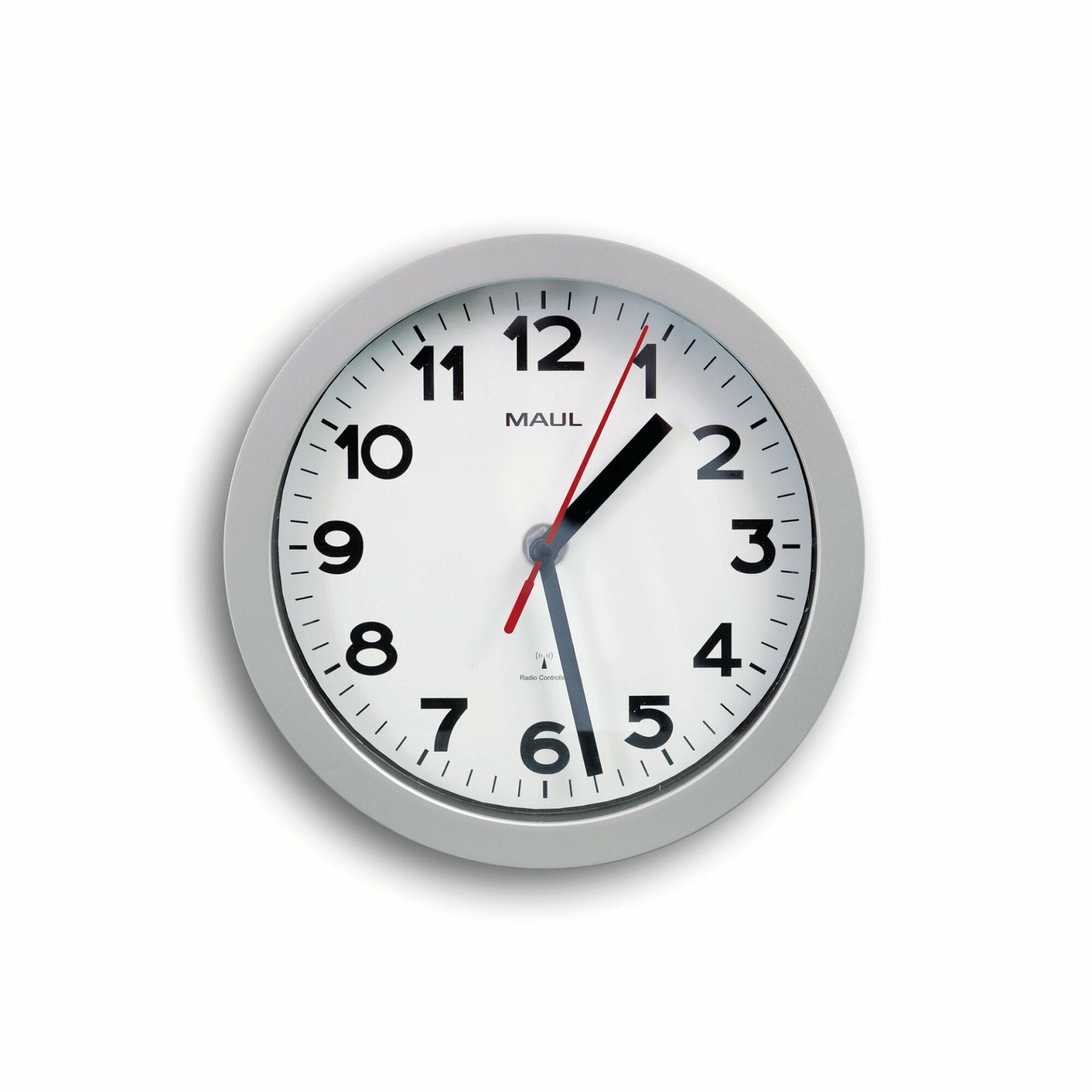MAUL Wanduhr – Funk, analog, Ø 20 cm, silber, Glas