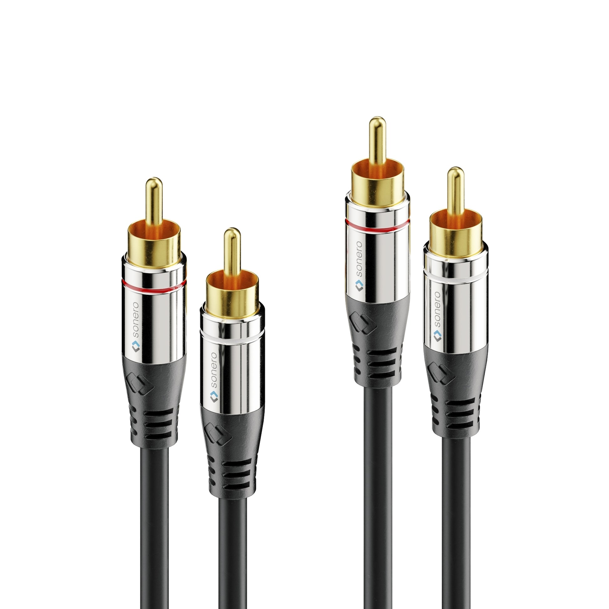 Sonero Cinch-Kabel (2×) – Stecker zu Stecker – 15 m, vergoldete Stecker
